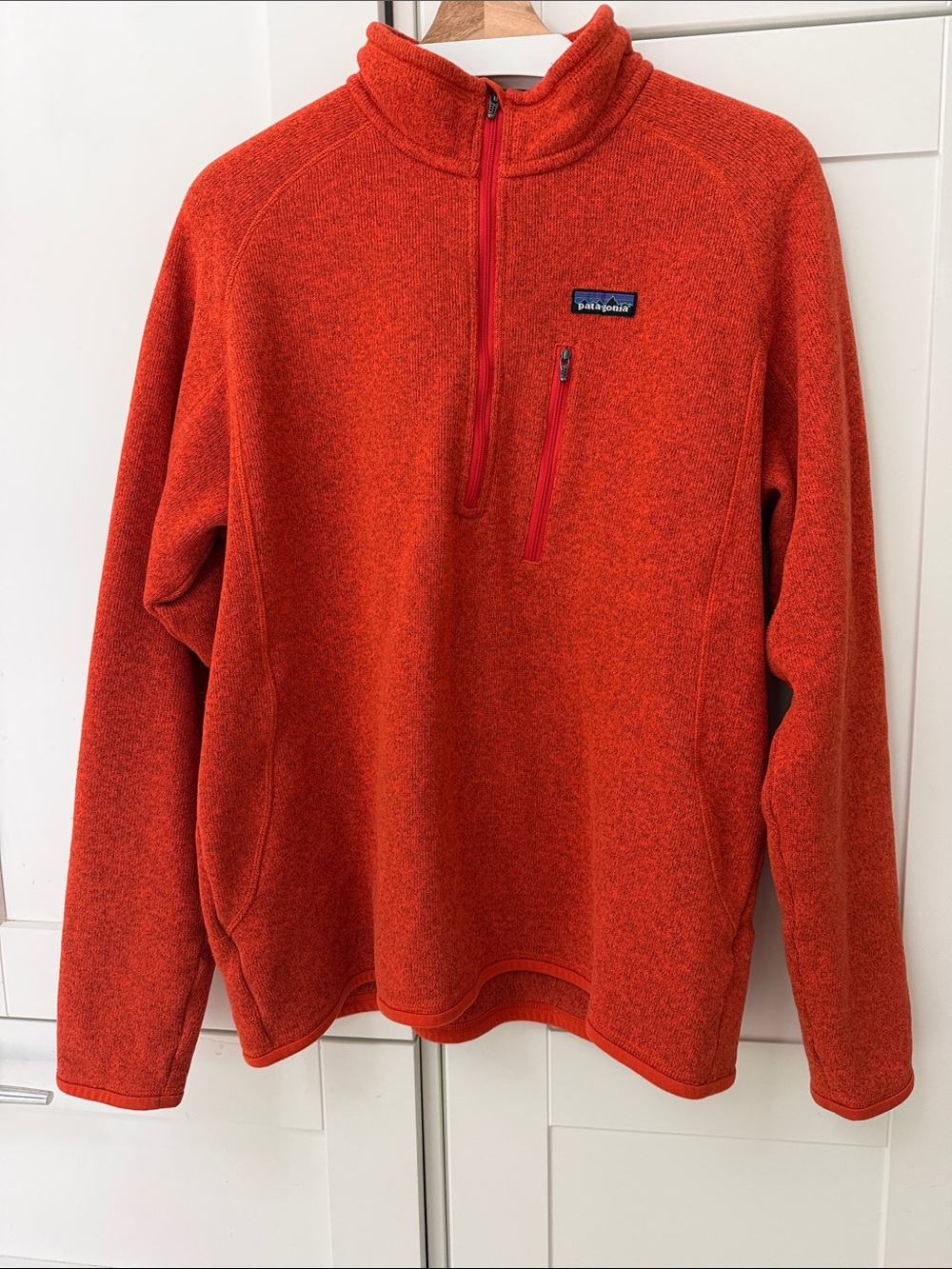Patagonia Men’s Bright Orange Zip-Neck Fleece Pullover sz L